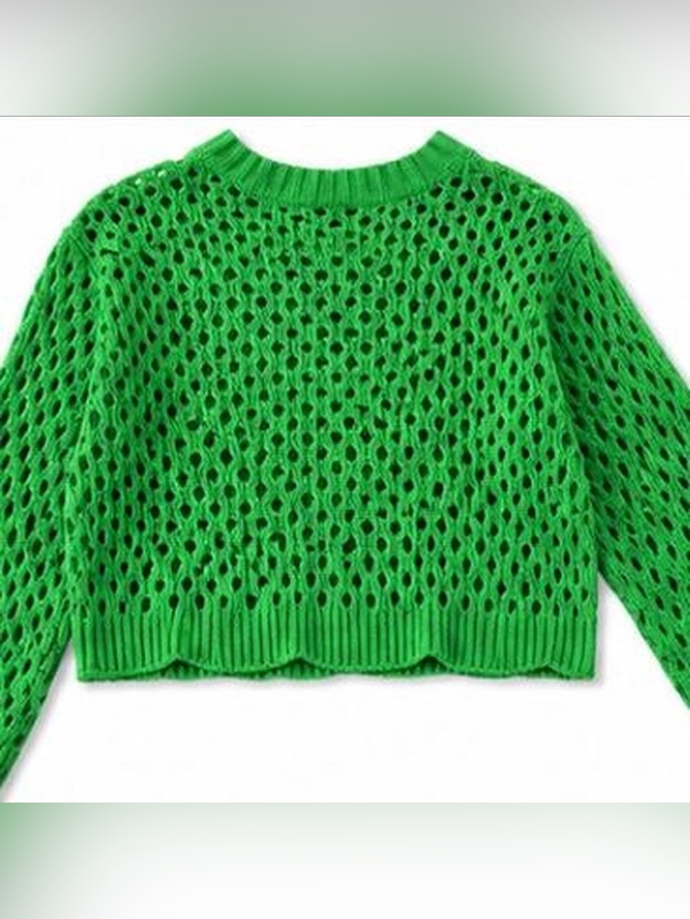 H&M Green Open-Knit Crewneck Sweater